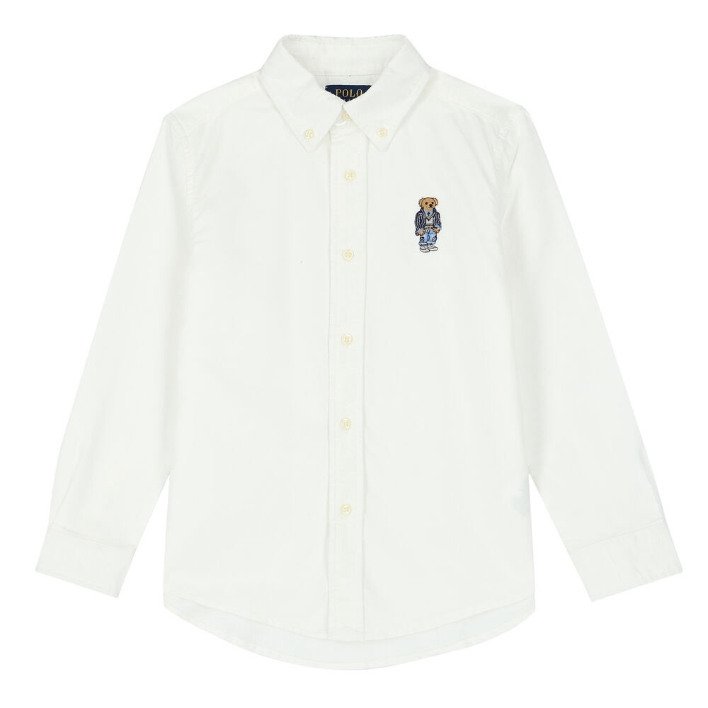 Brand new with tags, Ralph Lauren boys button down white cotton shirt. Size 7.